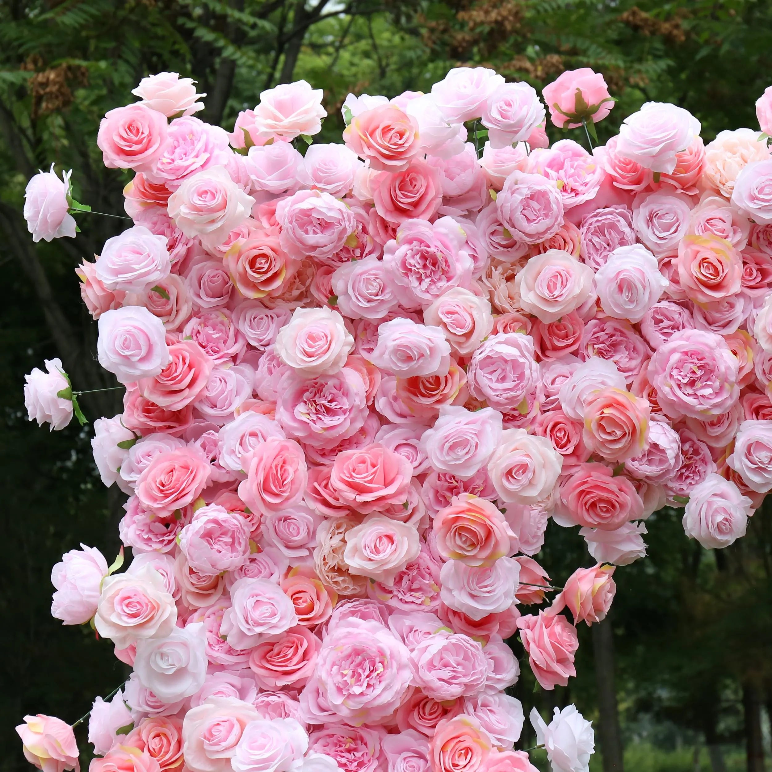 Uflower Pink Rose Floral Square Arch Wedding Party Backdrop Decoration